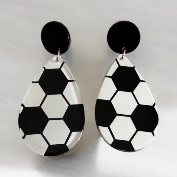 Soccer Ball Drop Earrings - Picture 3 of 3
